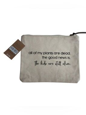 💥5/$25💥 NWT - Canvas Cosmetic Pouch - Beige with Black Text